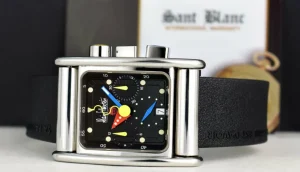 Men's Watches | Sant Blanc ALAIN SILBERSTEIN 48mm Stainless Steel Bolido Krono Black Dial Leather Straps Box & Card