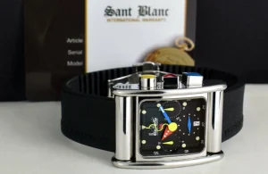 Men's Watches | Sant Blanc ALAIN SILBERSTEIN 48mm Stainless Steel Bolido Krono Black Dial Leather Straps Box & Card