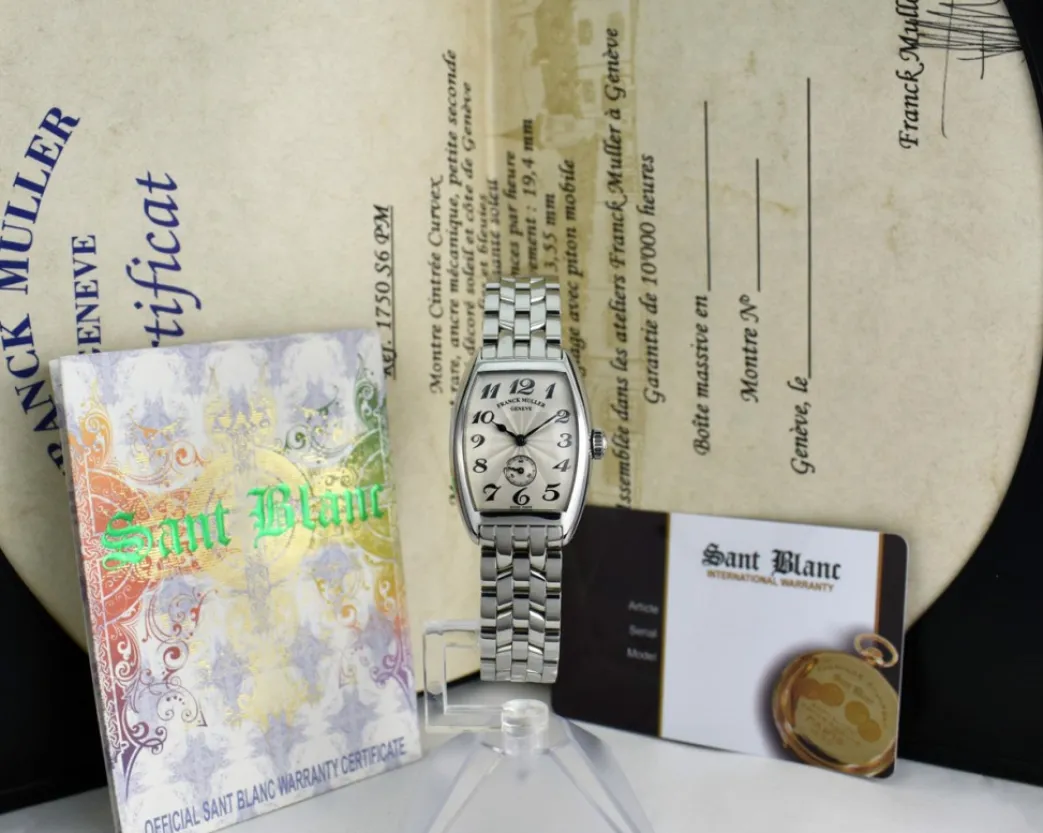 franck_muller_stainless_m_0.webp Ladies Watches | Sant Blanc FRANCK MULLER Stainless 25mm x 35mm Ladies Cintree Curvex Silver Dial 1750 S6 PM