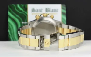 Racing Professional Watches | Sant Blanc 18kt Gold & Stainless Steel Daytona Black Index Dial Model 116503