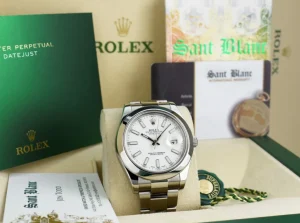 Men's Watches | President Dress Watches | Sant Blanc Mens 41mm Stainless Steel DateJust II White Index Dial Model 116300