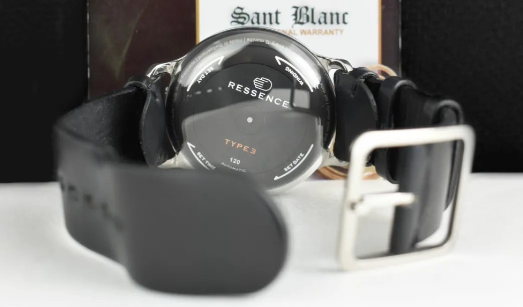 ressence_mm_titanium_type_5.webp Men's Watches | Sant Blanc Ressence 44mm Titanium Type 3B Leather Strap Black Dial Box & Card