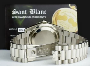 Men's Watches | President Dress Watches | Sant Blanc ROLEX - Day Date 36 Platinum President Silver Diamond Fat Buckle Model 118206