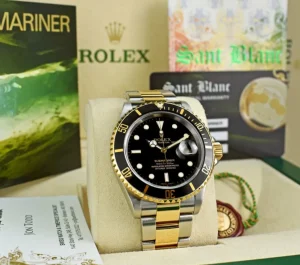Diving Professional Watches | Sports Watches | Sant Blanc ROLEX - 18kt Gold & SS Submariner Black Dial No Holes Model 16613