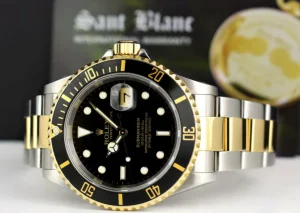 Diving Professional Watches | Sports Watches | Sant Blanc ROLEX - 18kt Gold & SS Submariner Black Dial No Holes Model 16613