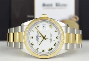 Dress Watches | Sant Blanc ROLEX 2020 18kt Gold & Stainless Steel Datejust 36 White Roman Box & Card Model 126233