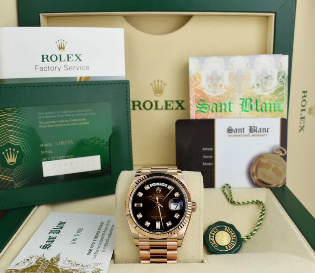rolex__kt_rose_gold_day_d_0.webp Men's Watches | President Dress Watches | Sant Blanc ROLEX 2020 18kt Rose Gold Day Date 36 President Brown Ombre Diamond Dial Model 128235