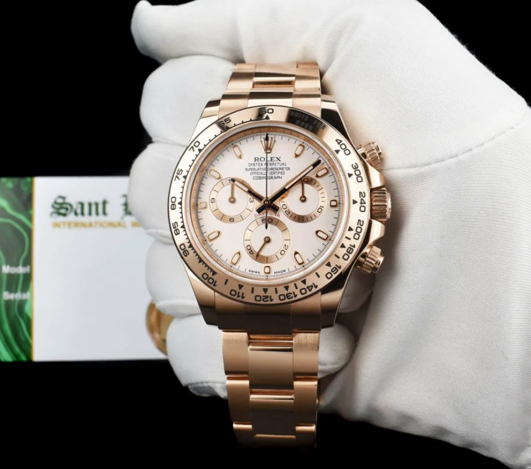 rolex__kt_rose_gold_dayto_1.webp Racing Professional Watches | Sant Blanc ROLEX 2019 18kt Rose Gold Daytona Ivory Index Box & Card Model 116505