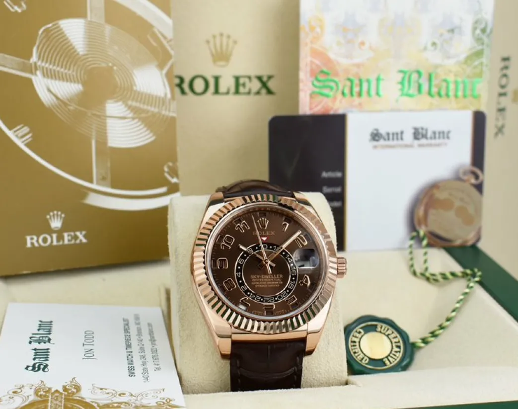 rolex__kt_rose_gold_sky_d_3.webp Pilots Classic Watches | Sant Blanc ROLEX - 18kt Rose Gold Sky Dweller Chocolate Box Model 326135
