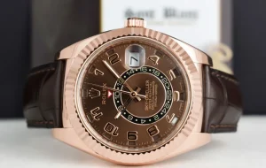 Pilots Classic Watches | Sant Blanc ROLEX - 18kt Rose Gold Sky Dweller Chocolate Box Model 326135