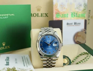Men's Watches | Dress Watches | Sant Blanc ROLEX 2021 18kt White Gold & Stainless Steel DateJust 41 Jubilee Bracelet Blue Roman Dial Model 126334
