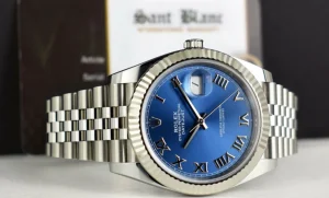 Men's Watches | Dress Watches | Sant Blanc ROLEX 2021 18kt White Gold & Stainless Steel DateJust 41 Jubilee Bracelet Blue Roman Dial Model 126334