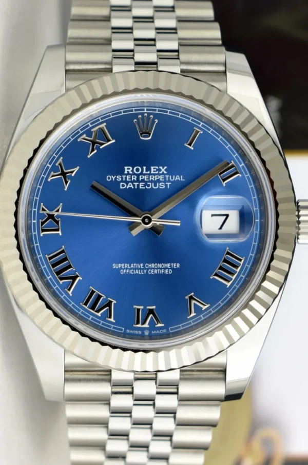 Men's Watches | Dress Watches | Sant Blanc ROLEX 2021 18kt White Gold & Stainless Steel DateJust 41 Jubilee Bracelet Blue Roman Dial Model 126334