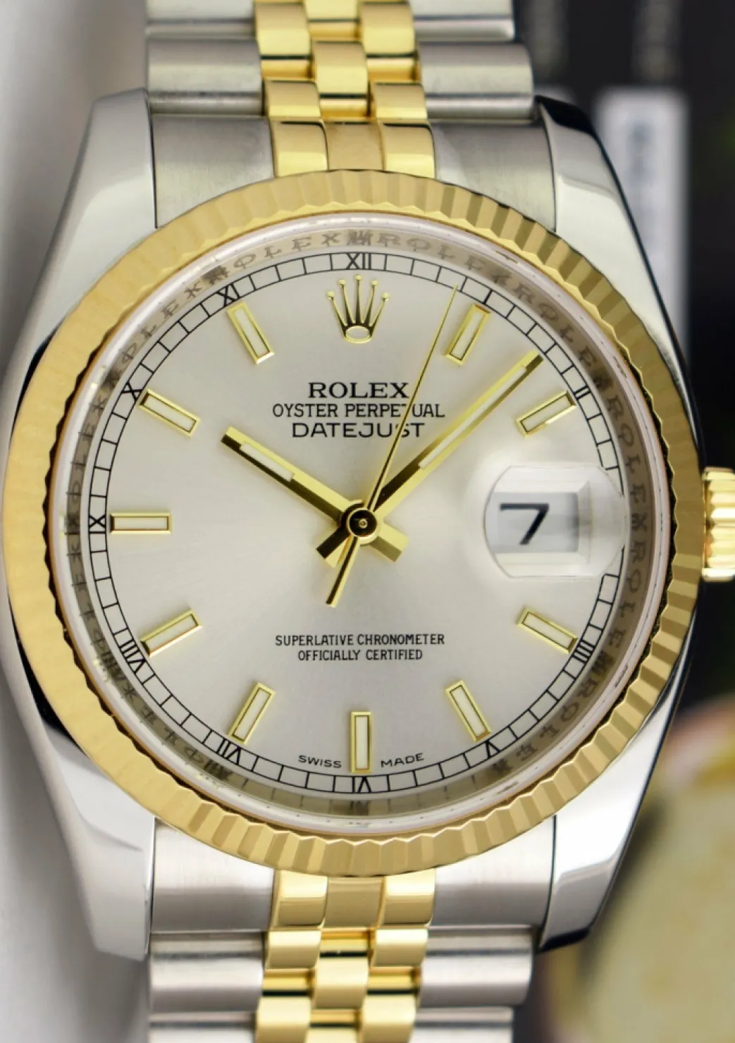 rolex__mens_kt_gold__ss_d_7.webp Dress Watches | Sant Blanc ROLEX - Men's 18kt Gold & SS DateJust 36 Silver Index Dial Jubilee Bracelet Model 116233