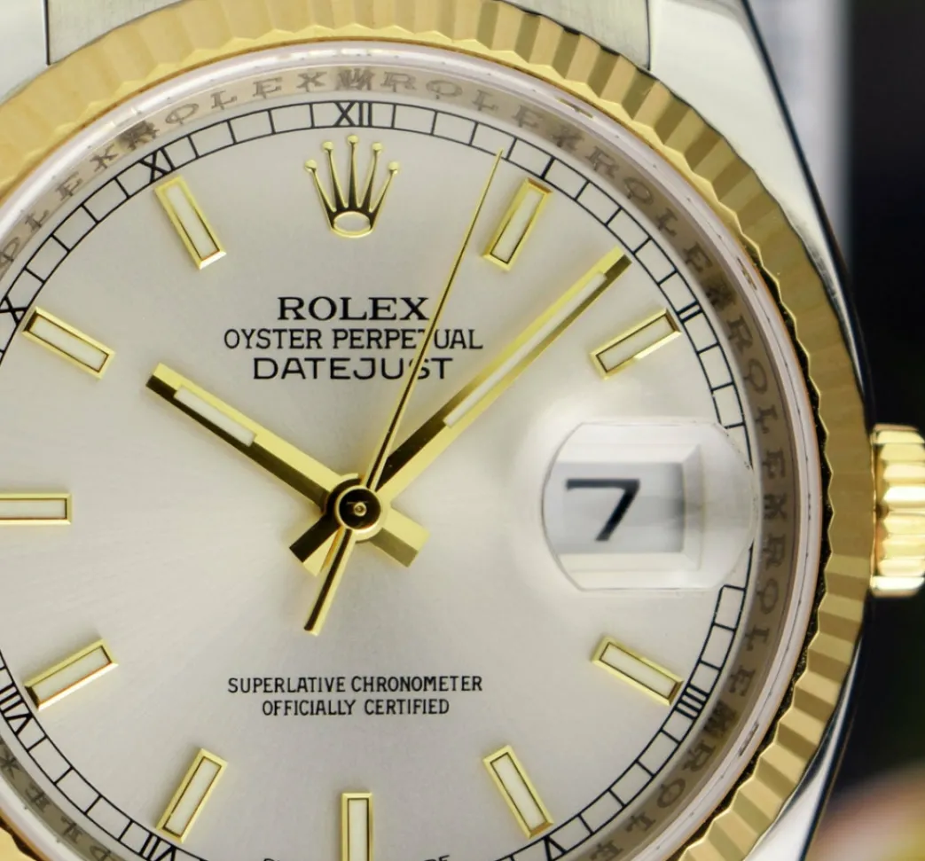 rolex__mens_kt_gold__ss_d_8.webp Dress Watches | Sant Blanc ROLEX - Men's 18kt Gold & SS DateJust 36 Silver Index Dial Jubilee Bracelet Model 116233