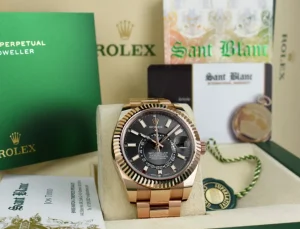 Pilots Classic Watches | Men's Watches | Sant Blanc ROLEX 2021 42mm Rose Gold Sky Dweller Slate Rhodium Index Dial Model 326935