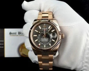 Pilots Classic Watches | Men's Watches | Sant Blanc ROLEX 2021 42mm Rose Gold Sky Dweller Slate Rhodium Index Dial Model 326935