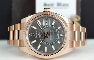 Pilots Classic Watches | Men's Watches | Sant Blanc ROLEX 2021 42mm Rose Gold Sky Dweller Slate Rhodium Index Dial Model 326935