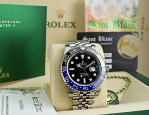 Men's Watches | Pilots Professional Watches | Sant Blanc ROLEX Stainless Steel GMT Master II Blue Black Bezel "Batman" Index Dial Model 126710