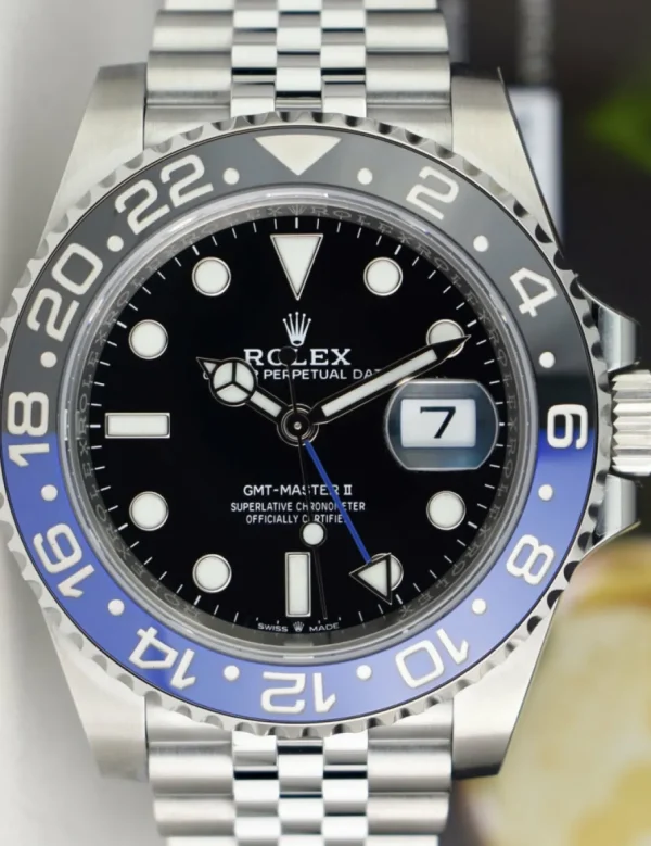 Men's Watches | Pilots Professional Watches | Sant Blanc ROLEX Stainless Steel GMT Master II Blue Black Bezel 