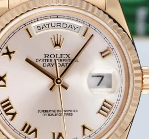 President Dress Watches | Sant Blanc ROLEX Everose Gold Day Date President Rose Roman Fluted Bezel Model 118235