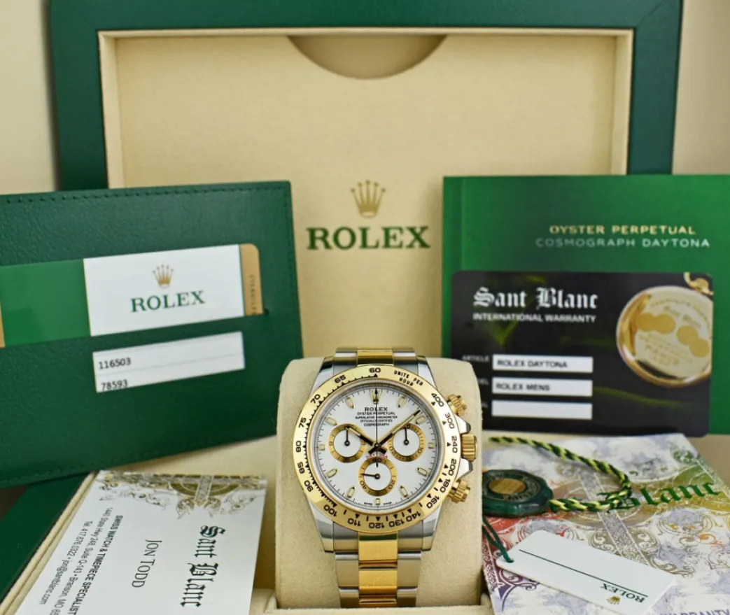 rolex_kt_gold__stainless__0-15.webp Men's Watches | Racing Professional Watches | Sant Blanc ROLEX 18kt Gold & Stainless Daytona White Index Model 116503