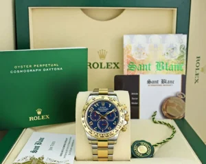 Sports Watches | Men's Watches | Sant Blanc ROLEX 18kt Gold & Stainless Steel Daytona Blue Arabic Dial Model 116503