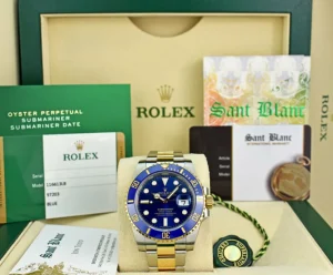 Diving Professional Watches | Sports Watches | Sant Blanc ROLEX 18kt Gold & Stainless Steel Submariner Blue Dial Model 116613LB