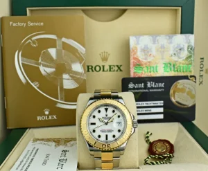 Yachting Professional Watches | Sports Watches | Sant Blanc ROLEX 18kt Gold & Stainless Yachtmaster White Index Model 16623