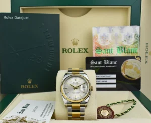Men's Watches | Dress Watches | Sant Blanc ROLEX 18kt Gold & Stainless Steel DateJust Silver Index Dial Oyster Bracelet Model 116233