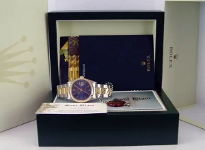 Men's Watches | Dress Watches | Sant Blanc ROLEX 18kt Gold & Stainless Steel DateJust Blue Stick Dial Model 16203