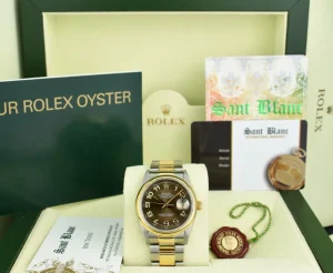 Men's Watches | Dress Watches | Sant Blanc ROLEX 18kt Gold & Stainless Steel DateJust Chocolate Arabic Dial Oyster Band Model 16203
