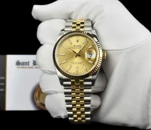 Dress Watches | Sant Blanc ROLEX 18kt Gold & Stainless Steel Datejust 36 Champagne Index Dial with Card Model 126233