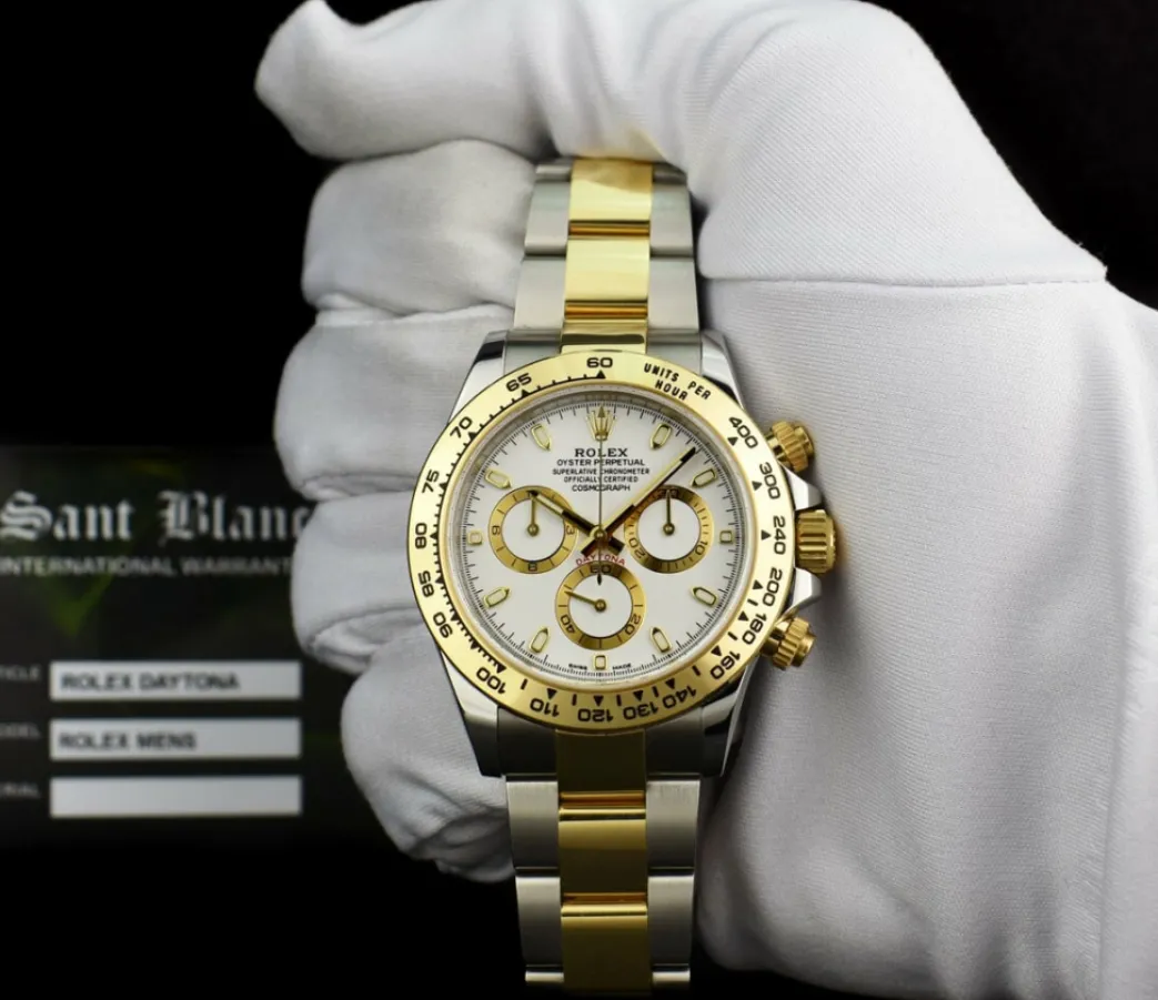 rolex_kt_gold__stainless__1-15.webp Men's Watches | Racing Professional Watches | Sant Blanc ROLEX 18kt Gold & Stainless Daytona White Index Model 116503