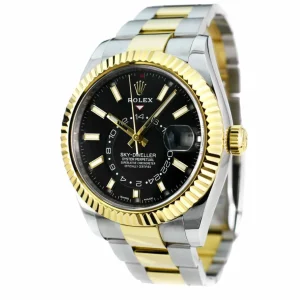 Pilots Classic Watches | Men's Watches | Sant Blanc ROLEX 18kt Gold & Stainless Sky Dweller Black Index Dial with Card Model 326933