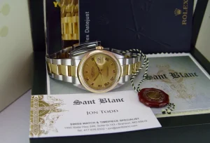 Dress Watches | Men's Watches | Sant Blanc ROLEX 18kt Gold & Stainless Steel DateJust Champagne Roman Dial Model 16203