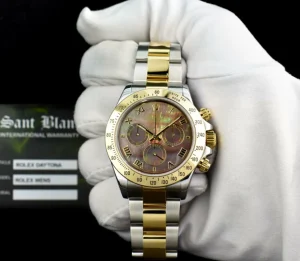 Sports Watches | Men's Watches | Sant Blanc ROLEX 18kt Gold & Stainless Steel Daytona Tahitian MOP Roman Dial Model 116523