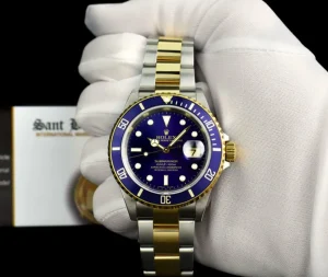 Diving Professional Watches | Sports Watches | Sant Blanc ROLEX 18kt Gold & Stainless Steel Submariner Indigo Blue Dial No Holes Model 16613