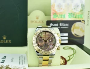 Sports Watches | Men's Watches | Sant Blanc ROLEX 18kt Gold & Stainless Steel Daytona Tahitian MOP Roman Dial Model 116523