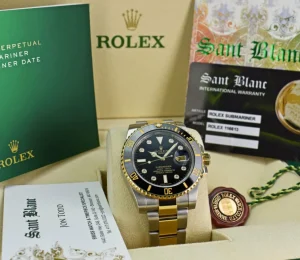 Diving Professional Watches | Sports Watches | Sant Blanc ROLEX 18kt Gold & Stainless Steel Submariner Black DIAMOND Dial Model 116613