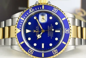 Diving Professional Watches | Men's Watches | Sant Blanc ROLEX 18kt Gold & Stainless Steel Submariner SEL Blue Dial Box And Papers Model 16613