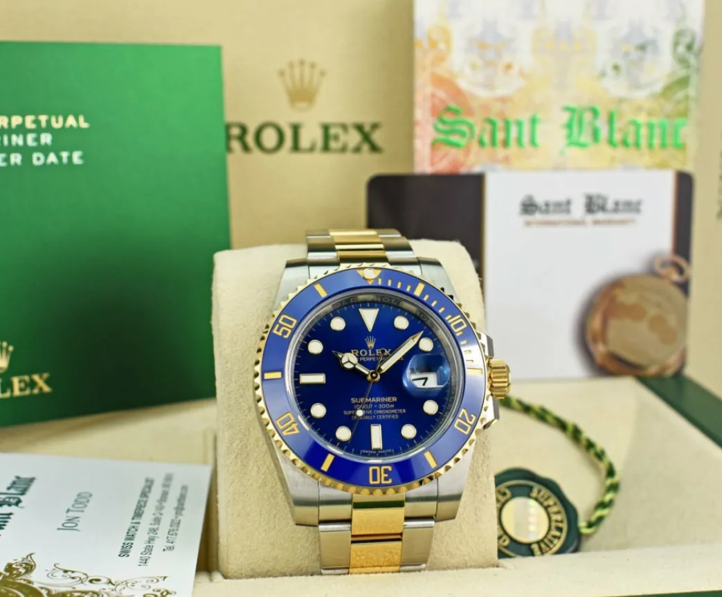 rolex_kt_gold__stainless__2-32.webp Diving Professional Watches | Sports Watches | Sant Blanc ROLEX 18kt Gold & Stainless Steel Submariner Blue Dial Model 116613LB