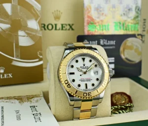Yachting Professional Watches | Sports Watches | Sant Blanc ROLEX 18kt Gold & Stainless Yachtmaster White Index Model 16623