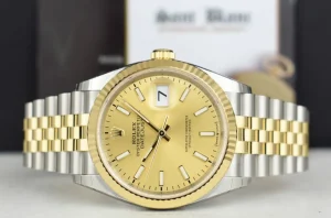 Dress Watches | Sant Blanc ROLEX 18kt Gold & Stainless Steel Datejust 36 Champagne Index Dial with Card Model 126233