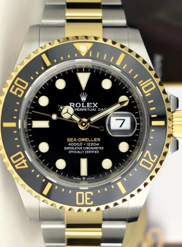 Deep Diving Professional Watches | Men's Watches | Sant Blanc Rolex 18kt Gold & Stainless Sea Dweller Black Dial Model 126603