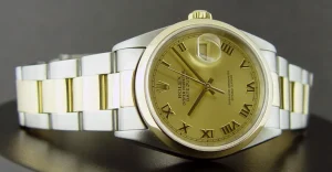 Dress Watches | Men's Watches | Sant Blanc ROLEX 18kt Gold & Stainless Steel DateJust Champagne Roman Dial Model 16203