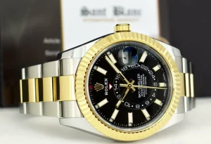 Pilots Classic Watches | Men's Watches | Sant Blanc ROLEX 18kt Gold & Stainless Sky Dweller Black Index Dial with Card Model 326933