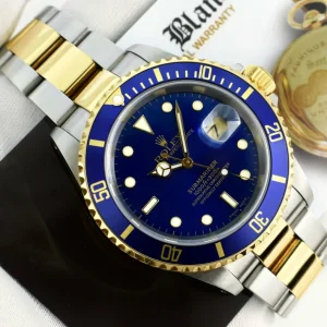 Diving Professional Watches | Men's Watches | Sant Blanc ROLEX 18kt Gold & Stainless Steel Submariner SEL Blue Dial Box And Papers Model 16613