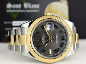 Men's Watches | Dress Watches | Sant Blanc ROLEX 18kt Gold & Stainless Steel DateJust II Slate Roman Wimbledon Dial BOX & CARD Model 116333