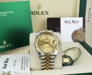 Dress Watches | Sant Blanc ROLEX 18kt Gold & Stainless Steel Datejust 36 Champagne Index Dial with Card Model 126233